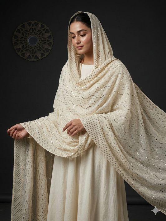 Ruhani Allover Heavy Mukaish Pure Georgette Dupatta