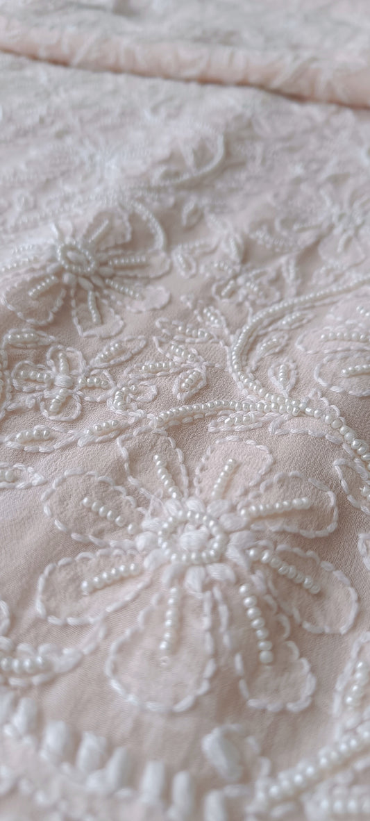 Powder Pink fine Chikankari and Pearl Embroidered Kurta and Dupatta