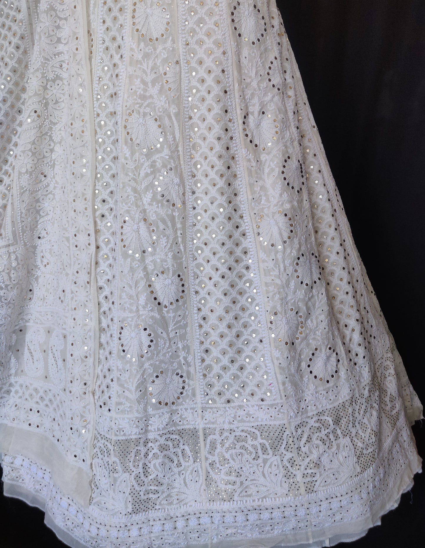 Ruhani pure georgette chikankari and mukaish anarkali with jaal dupatta