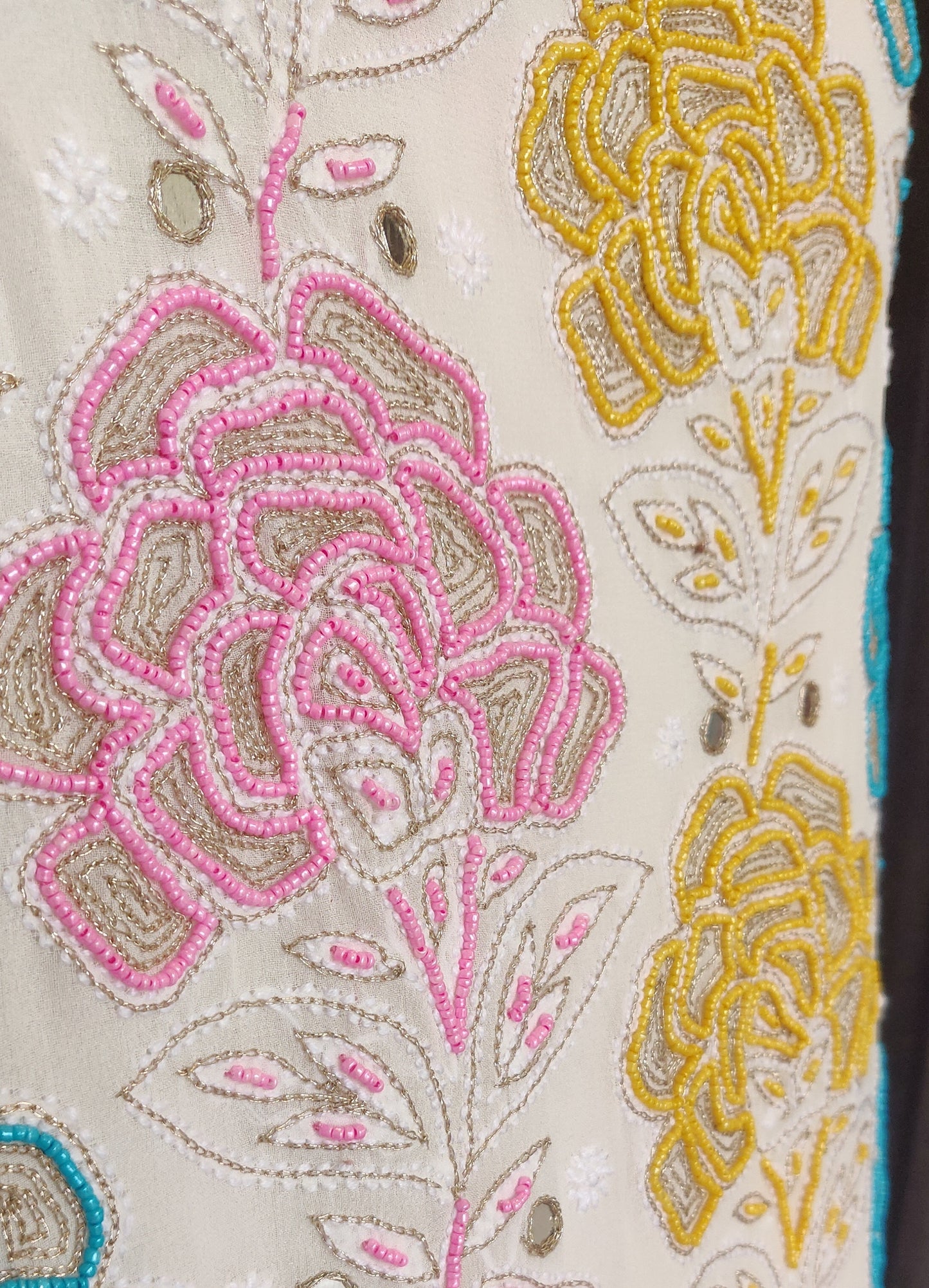 Ruhani fine Chikankari and multicolored pearl embroidered kurta and Dupatta