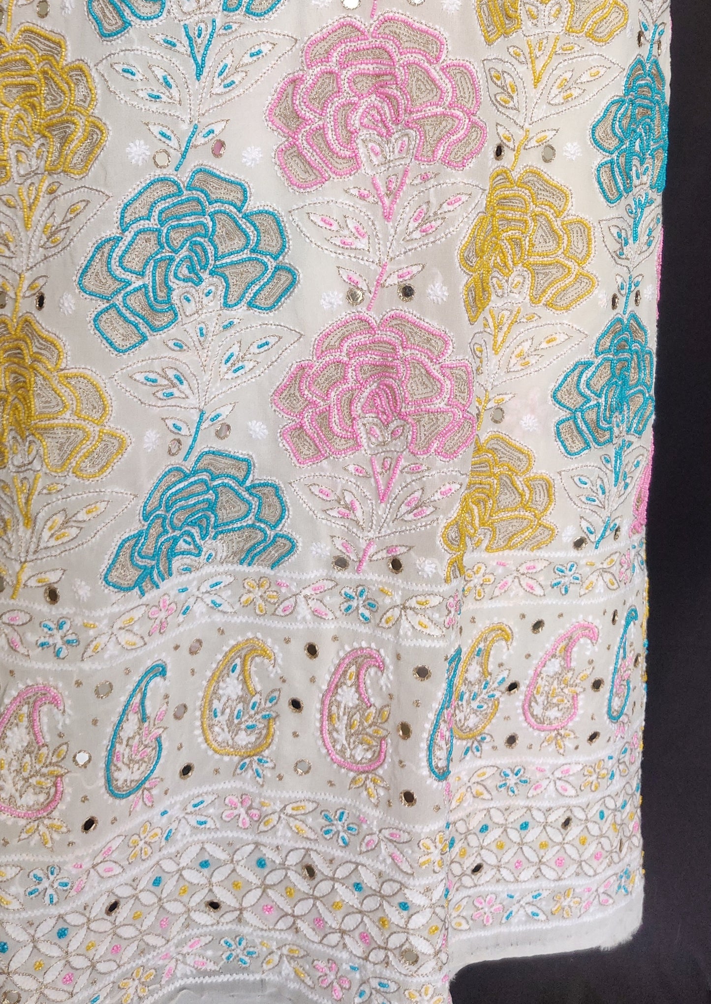 Ruhani fine Chikankari and multicolored pearl embroidered kurta and Dupatta