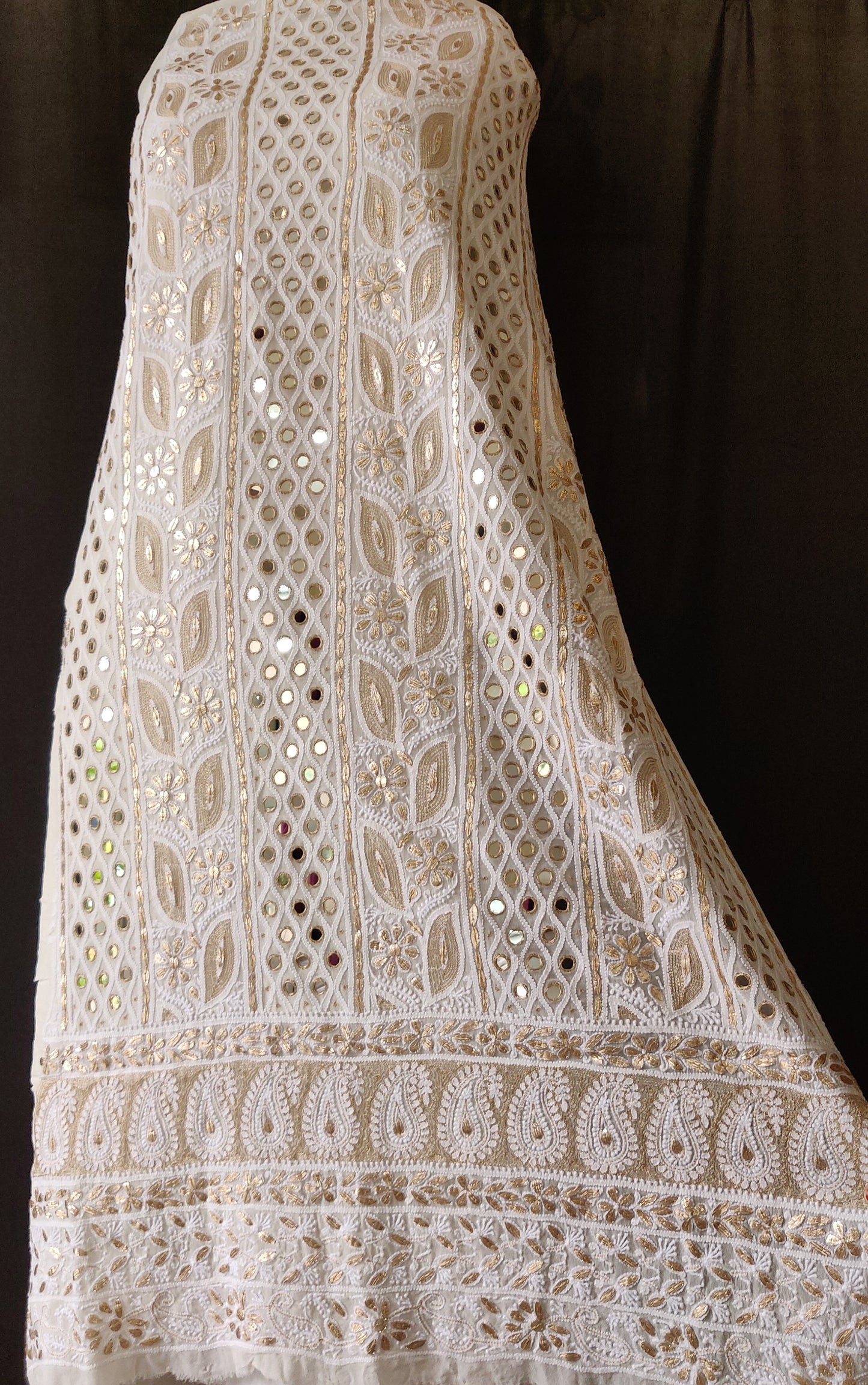 Chikankari mirror and gota patti kurta and Dupatta