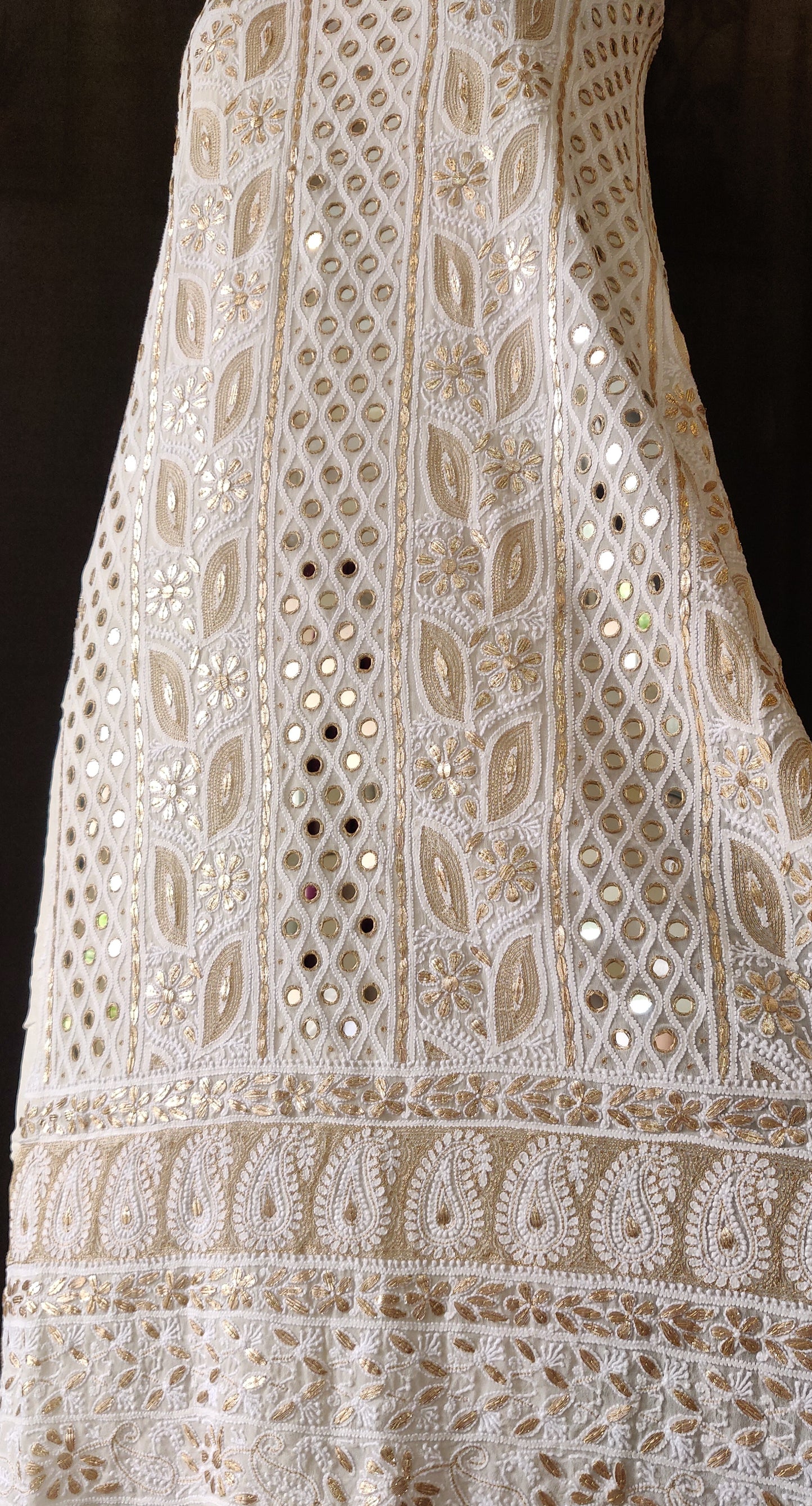 Chikankari mirror and gota patti kurta and Dupatta