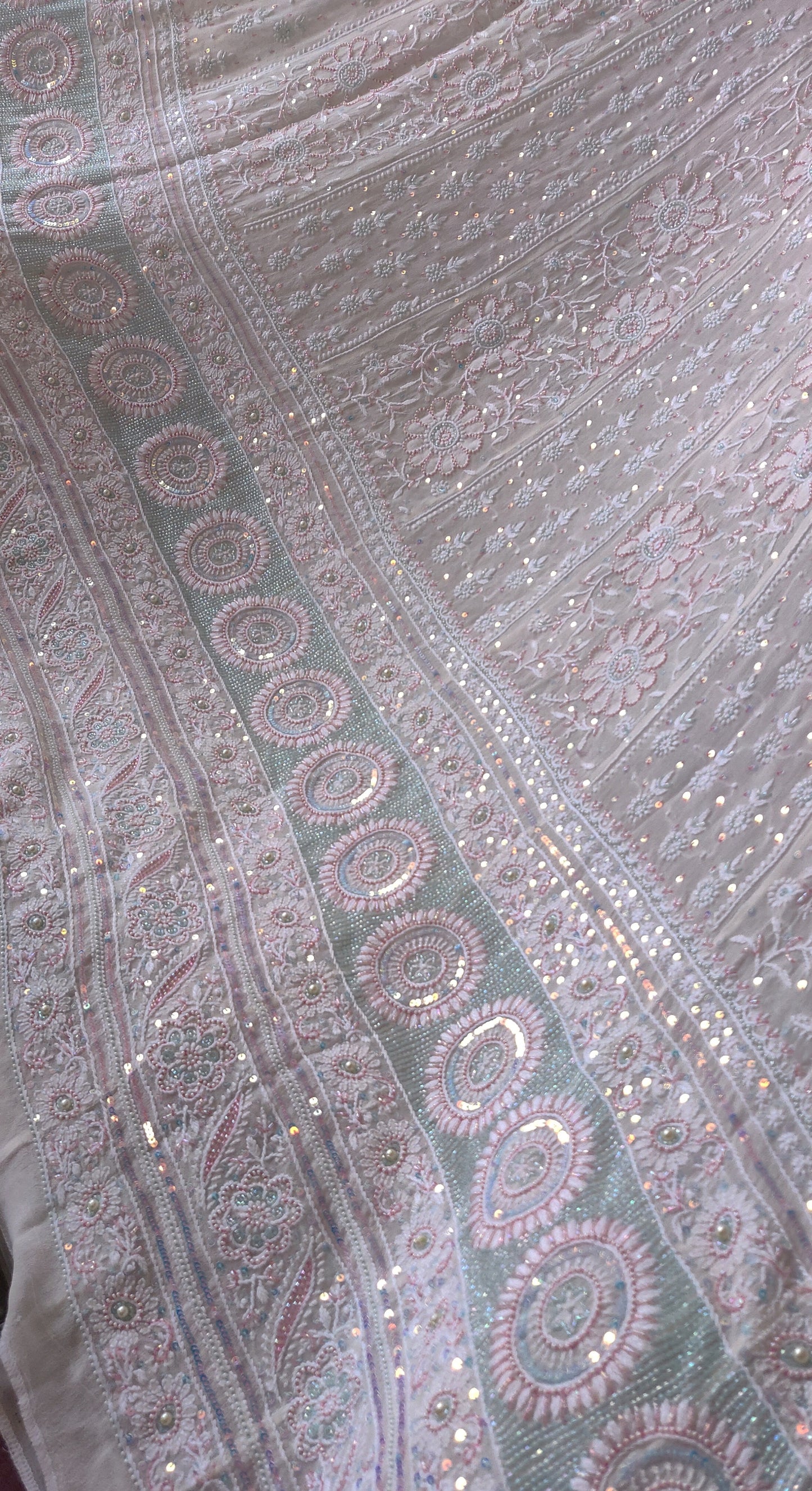 Ruhani 3 taar fine Chikankari pearl and sequins anarkali