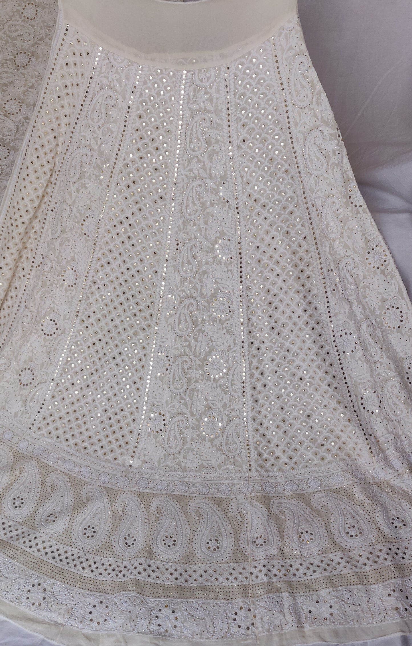 Ruhani Ivory allover Chikankari and heavy mukaish lehenga set