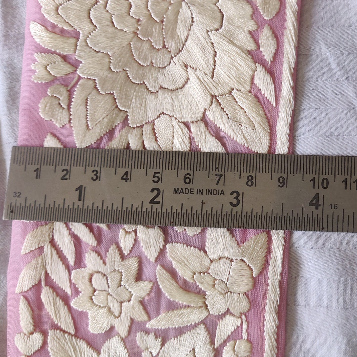 Pink hand embroidered parsi gara border