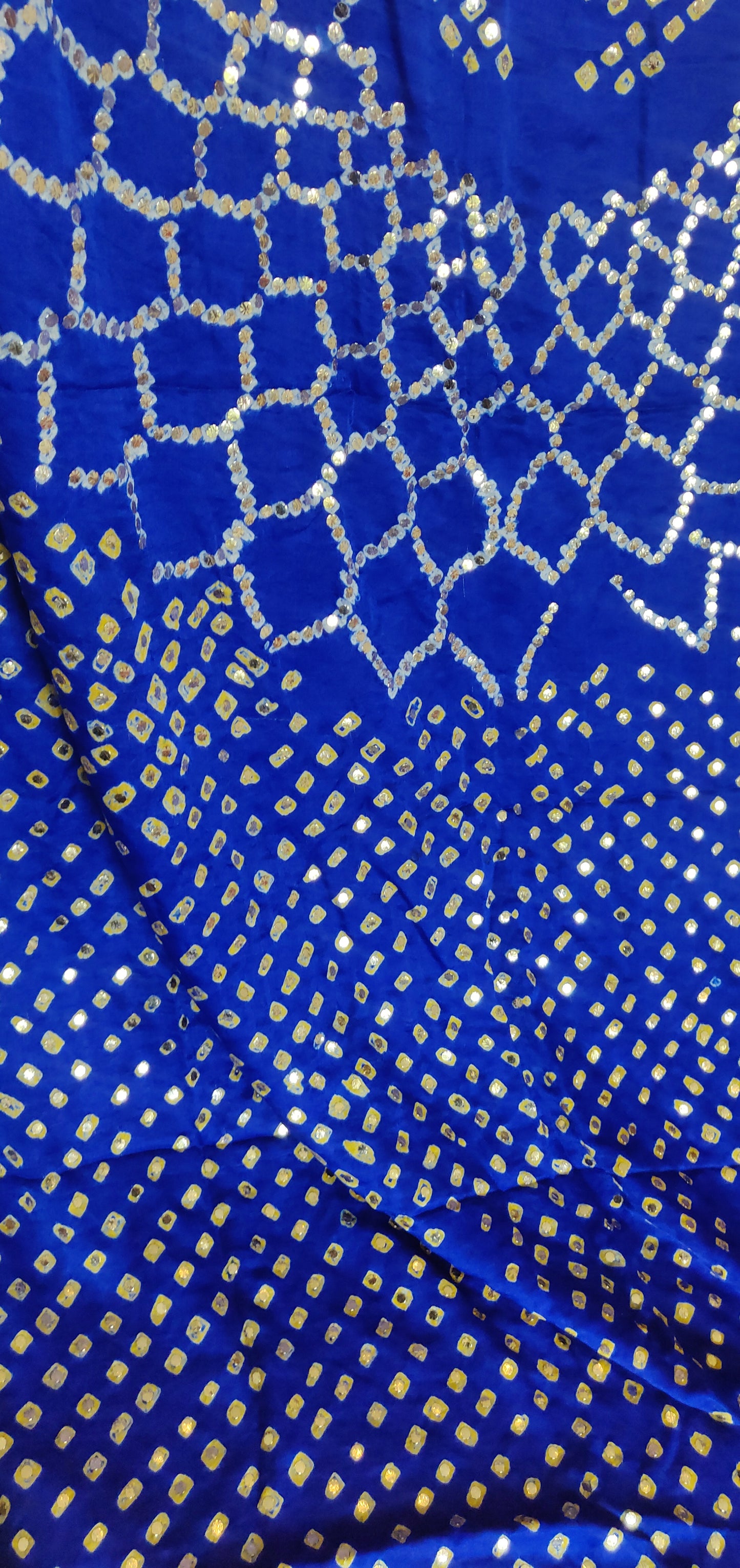 Royal Blue gajji silk bandhej dupatta with heavy mukaish work