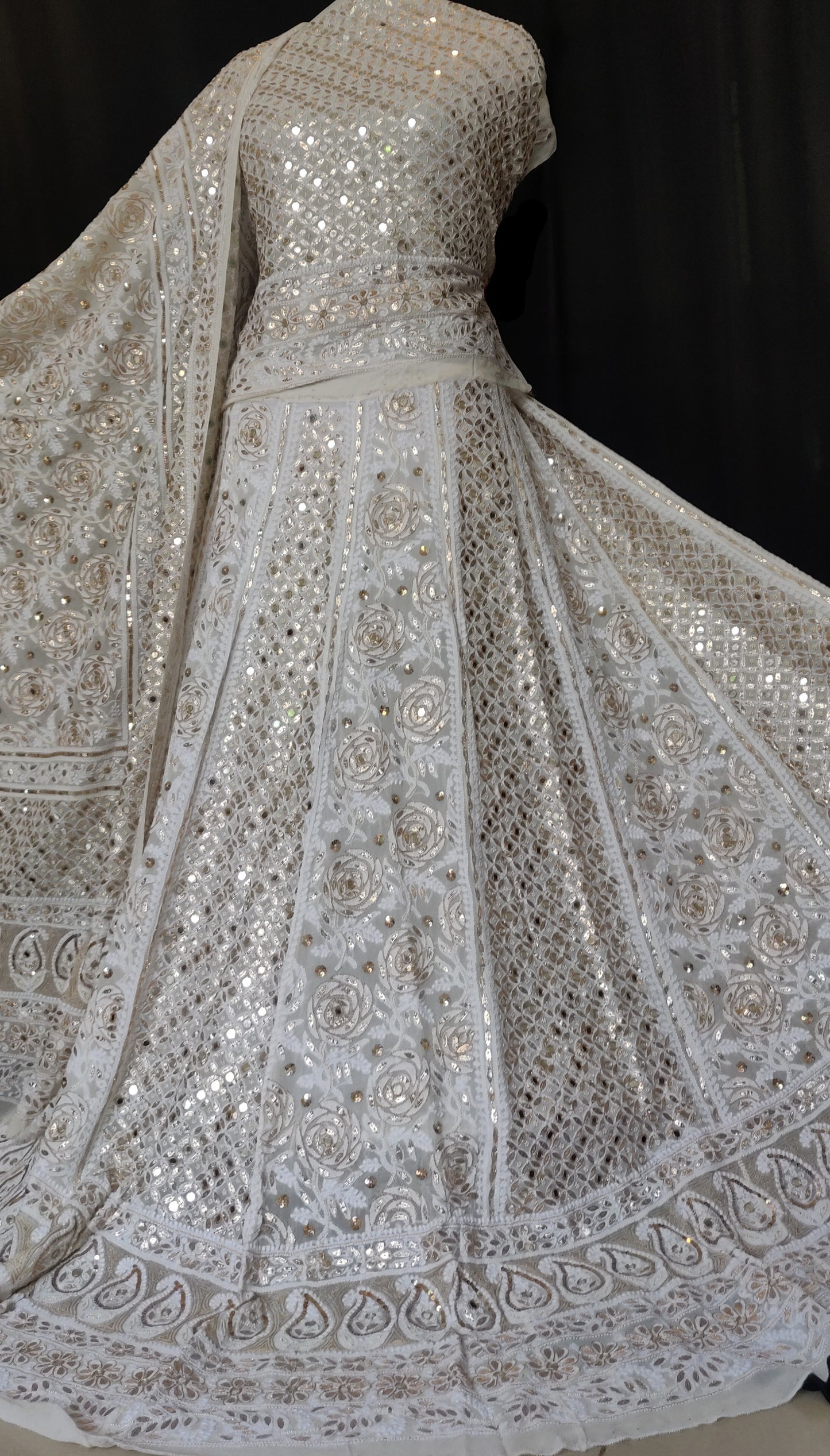 Ruhani Chikankari Mirror Gota Pearl Sequins Wedding Lehenga