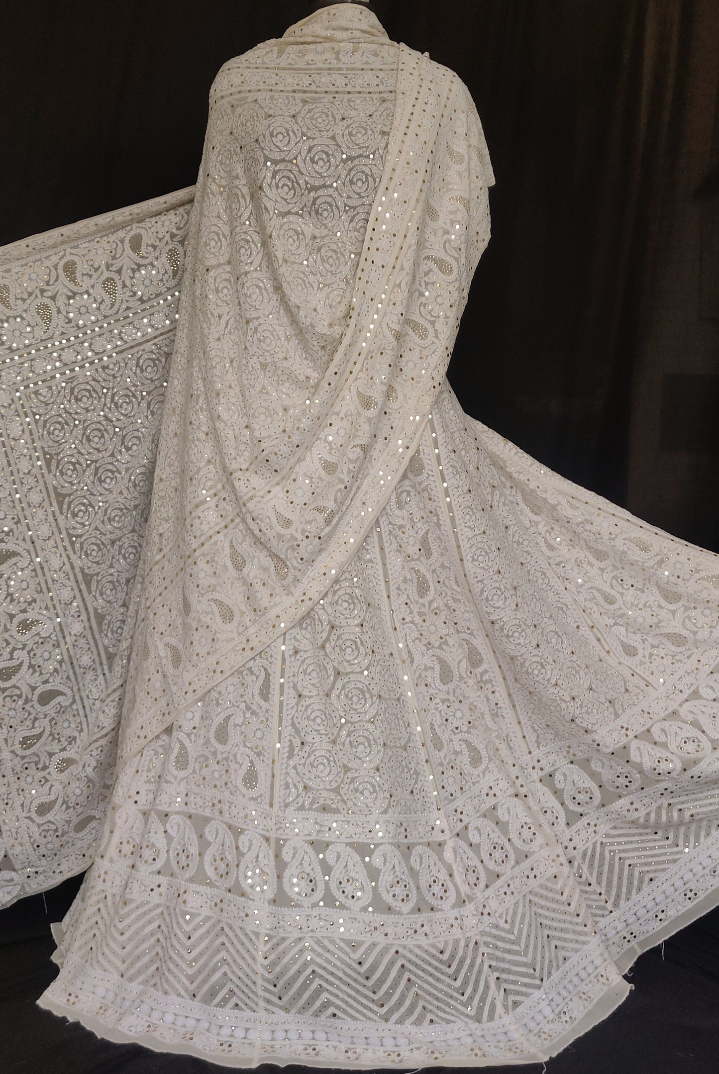 Ruhani Ivory allover Chikankari and mukaish lehenga set