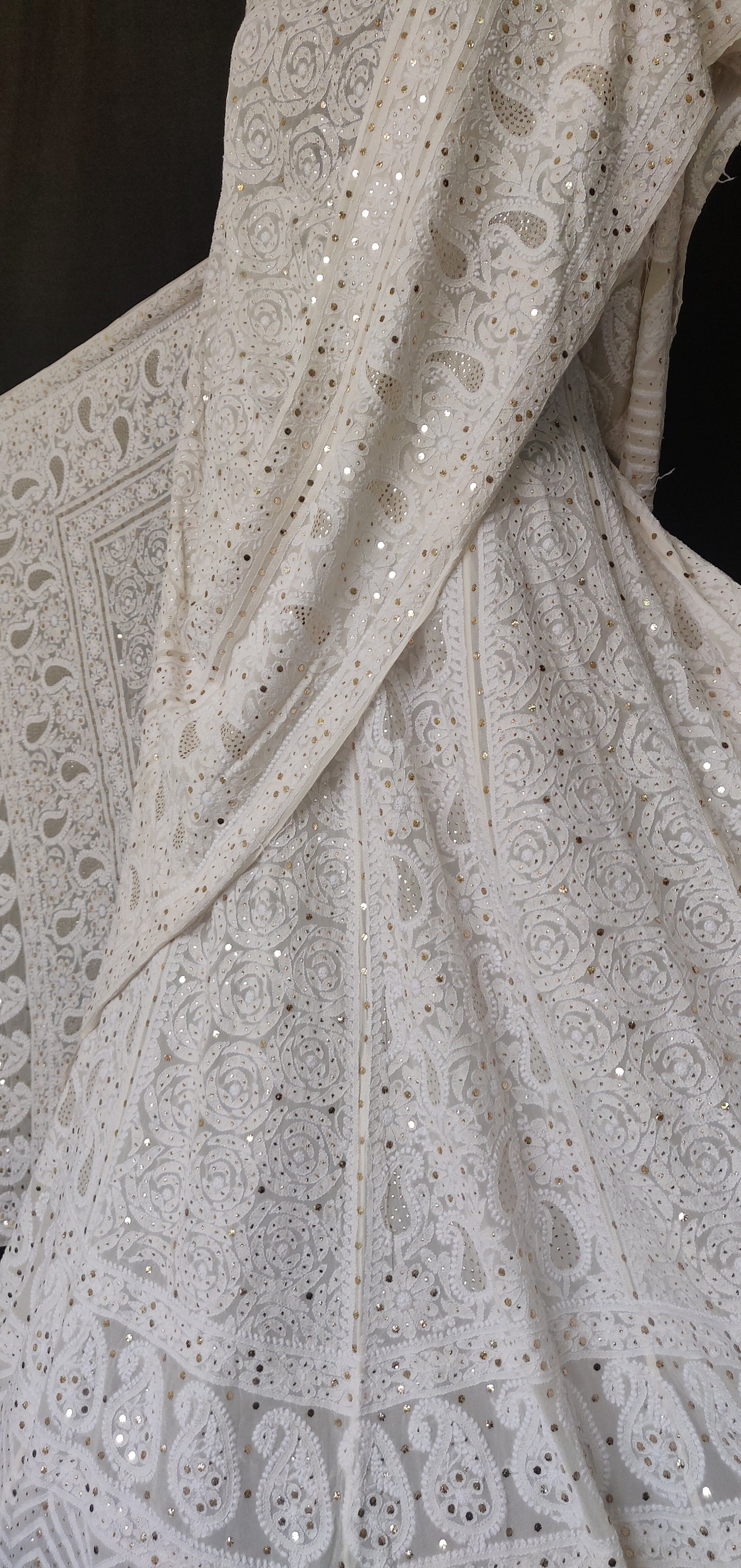 Ruhani Ivory allover Chikankari and mukaish lehenga set