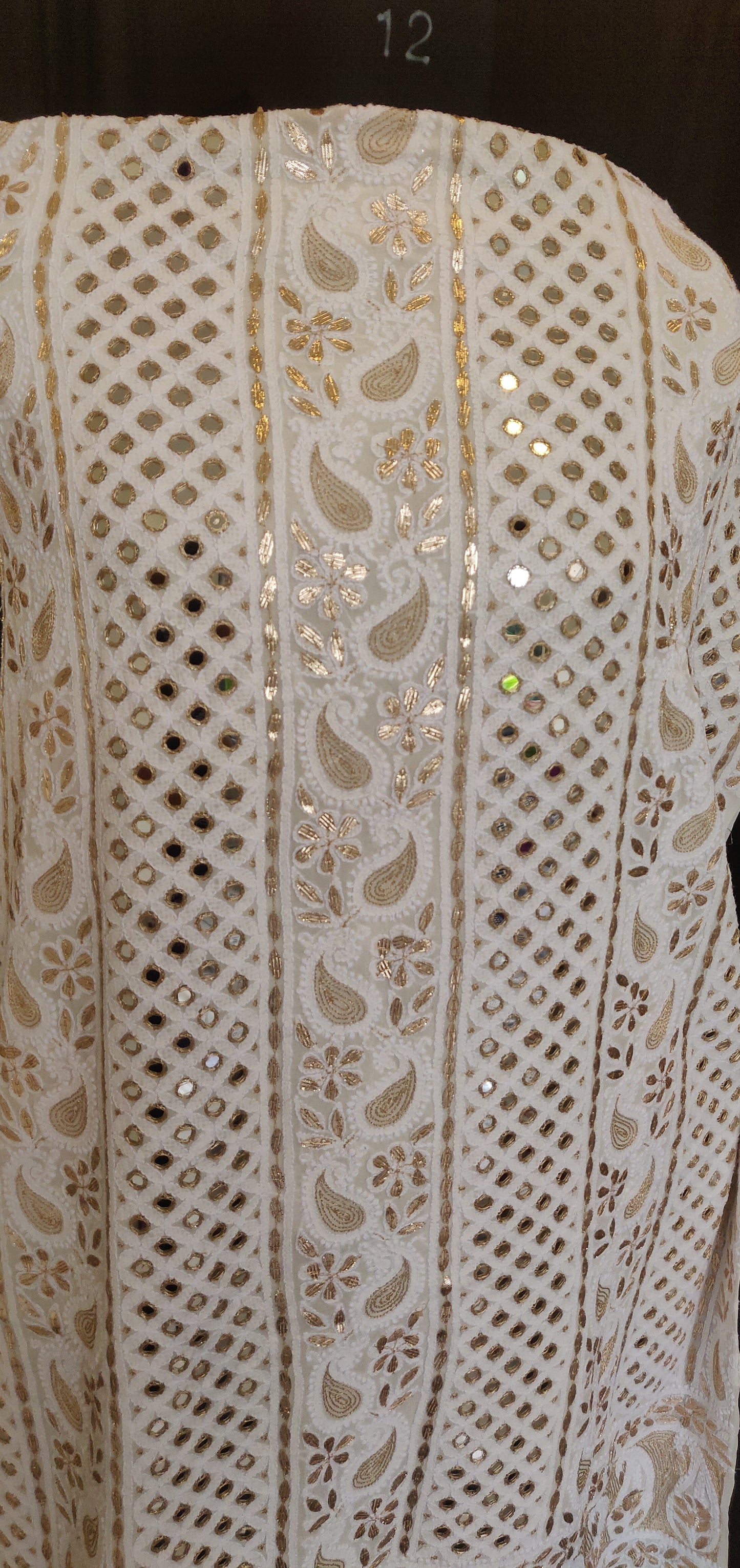 Ivory Chikankari mirror and gota patti kurta and Dupatta