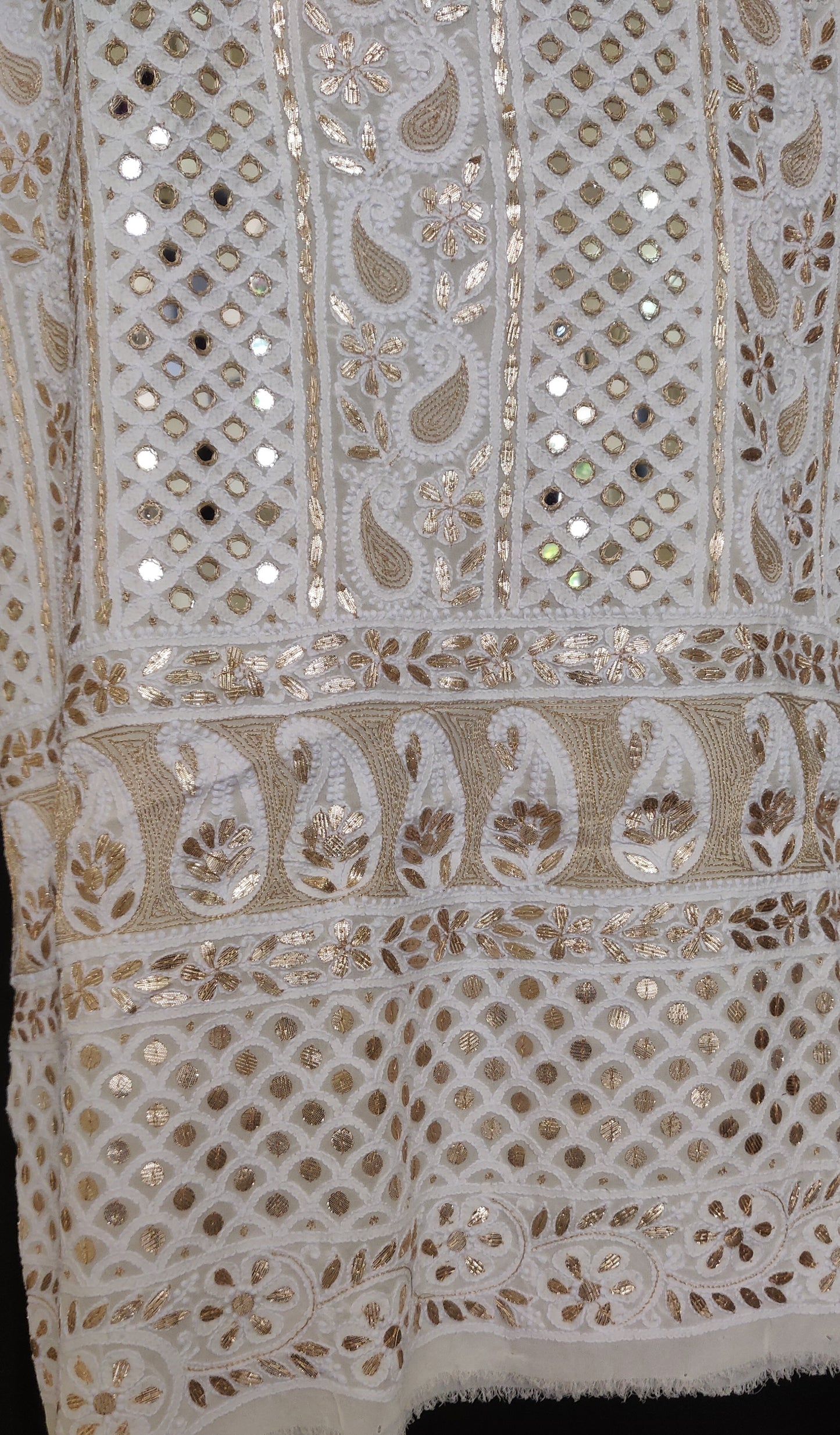 Ivory Chikankari mirror and gota patti kurta and Dupatta