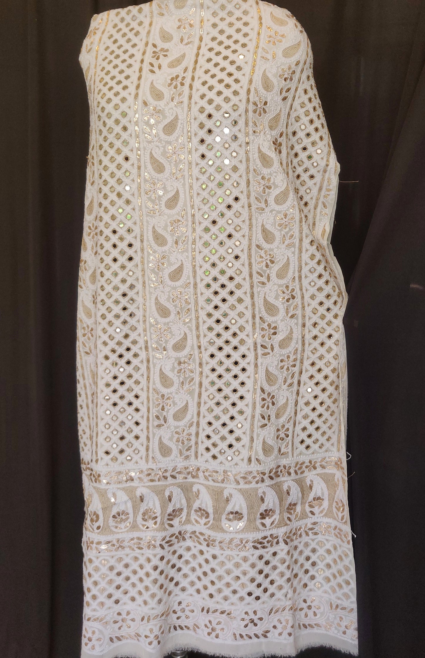 Ivory Chikankari mirror and gota patti kurta and Dupatta