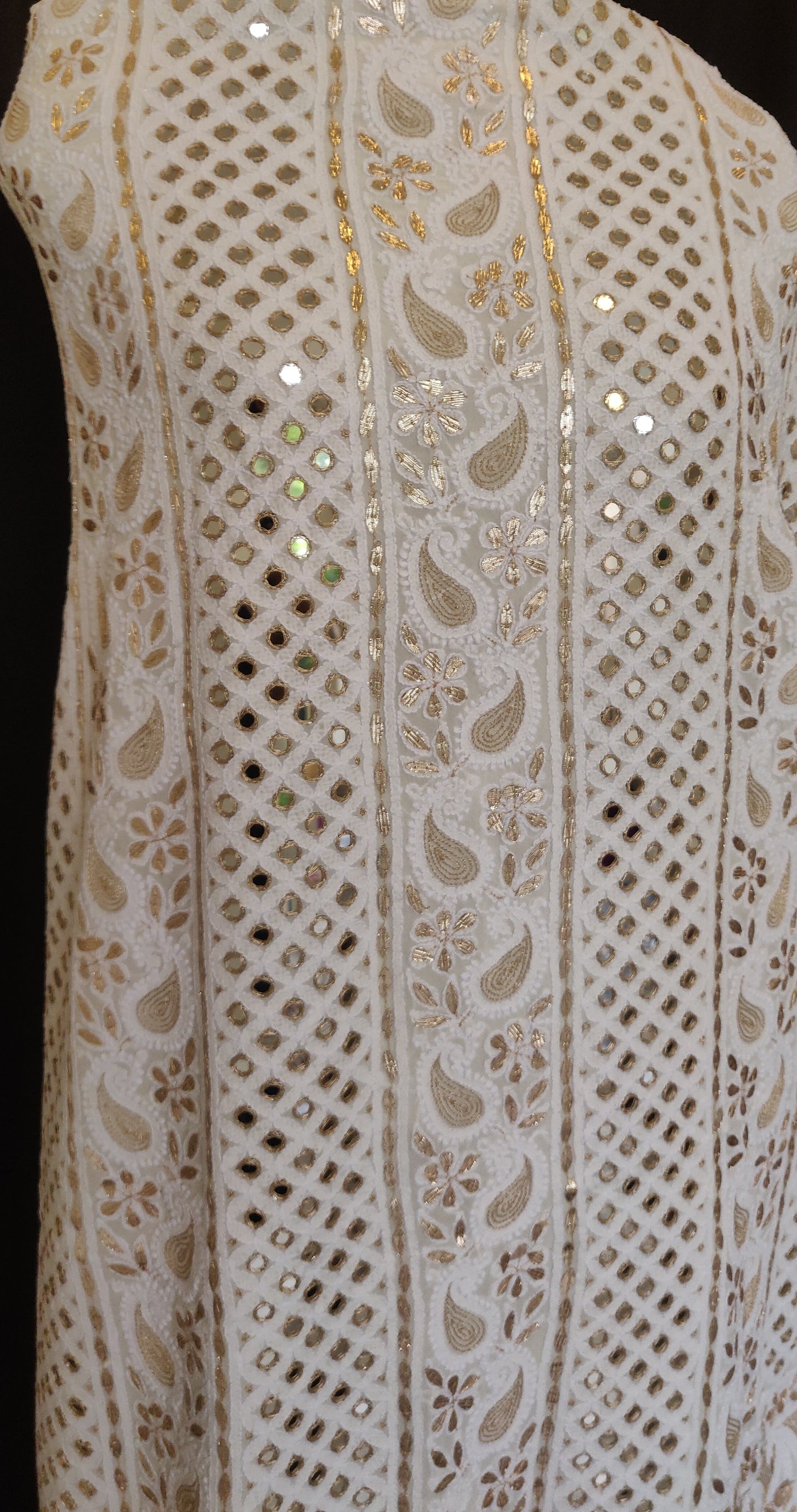 Ivory Chikankari mirror and gota patti kurta and Dupatta