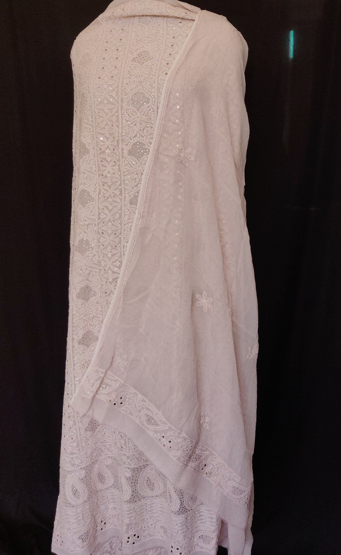 Nude Pink Chikankari and mukaish kurta and dupatta set