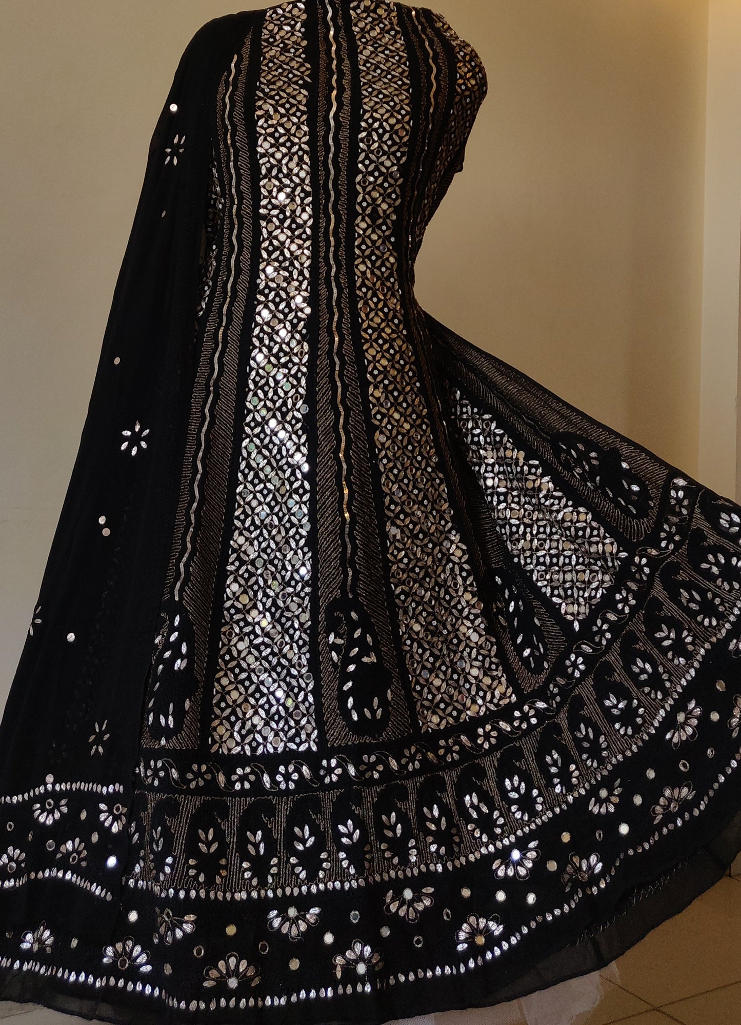 Ruhani Black Chikankari Gota Mirror Sequins Pure Georgette Anarkali