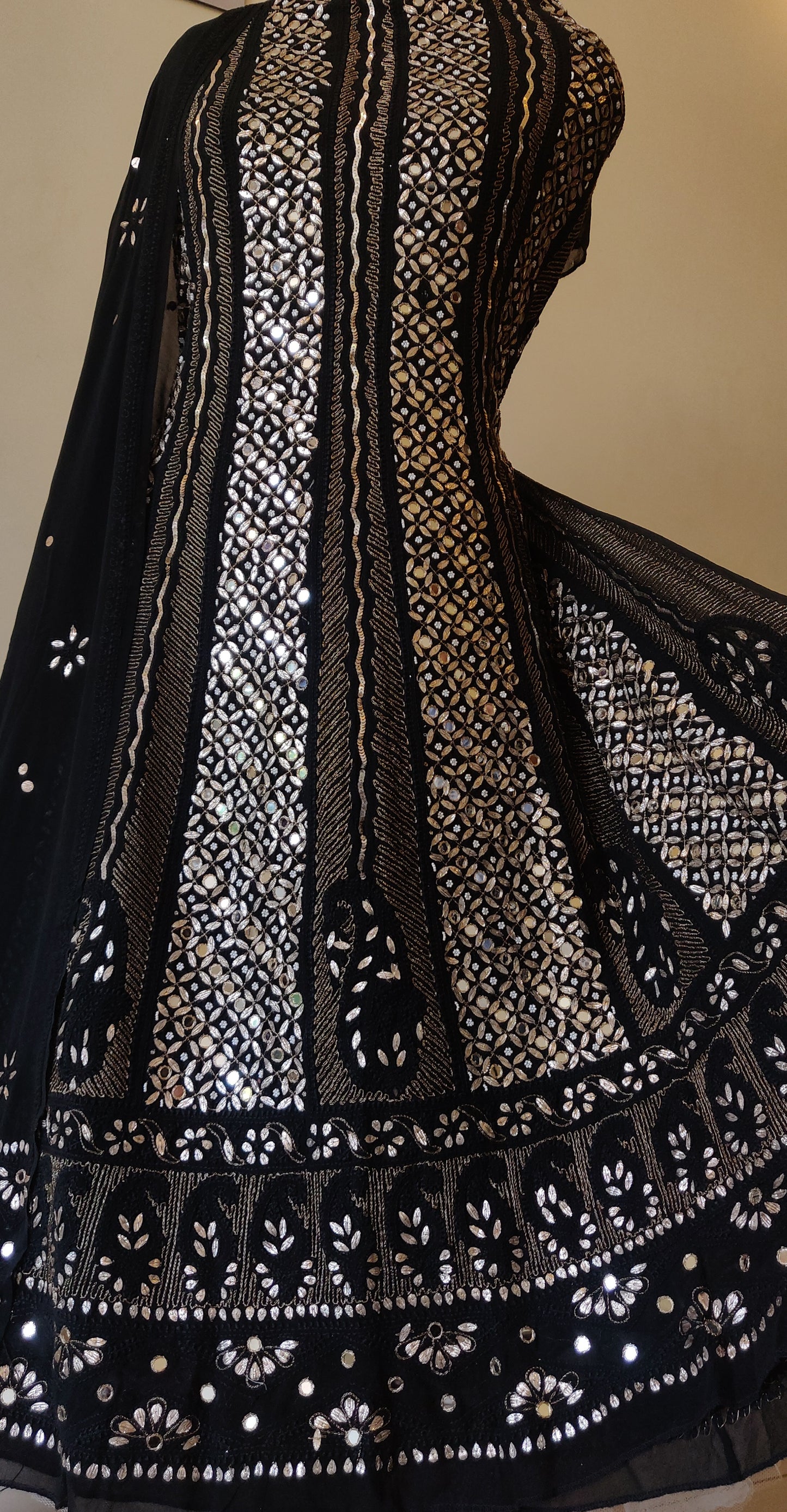Ruhani Black Chikankari Gota Mirror Sequins Pure Georgette Anarkali