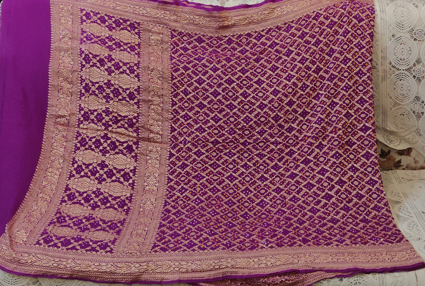 Purple Banarasi Bandhej Dupatta