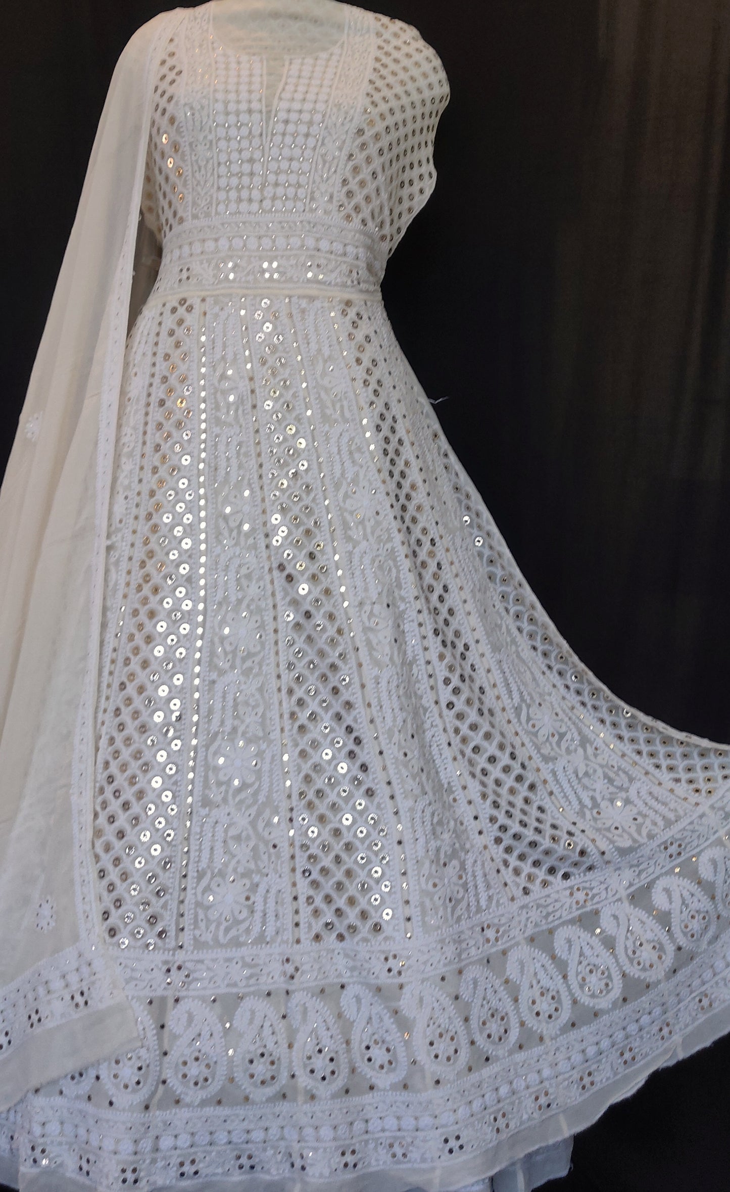 Ruhani Allover Chikankari and Heavy Ring Mukaish Anarkali with Dupatta