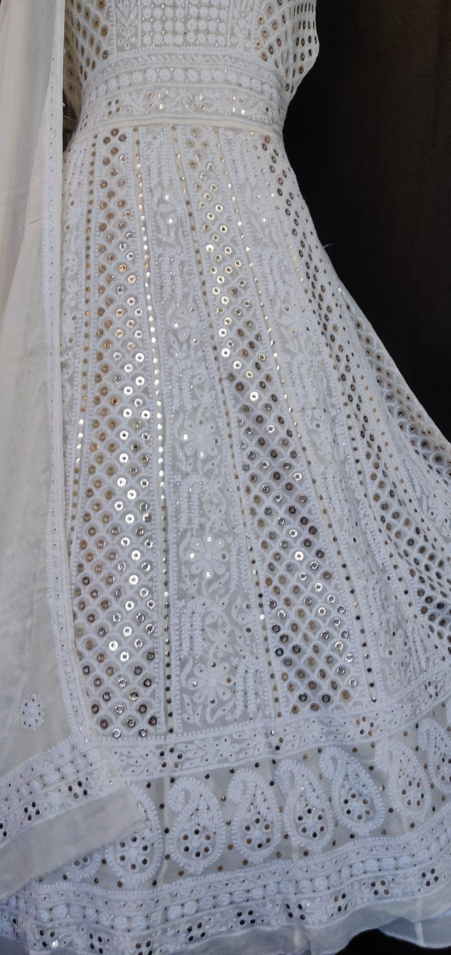 Ruhani Allover Chikankari and Heavy Ring Mukaish Anarkali with Dupatta