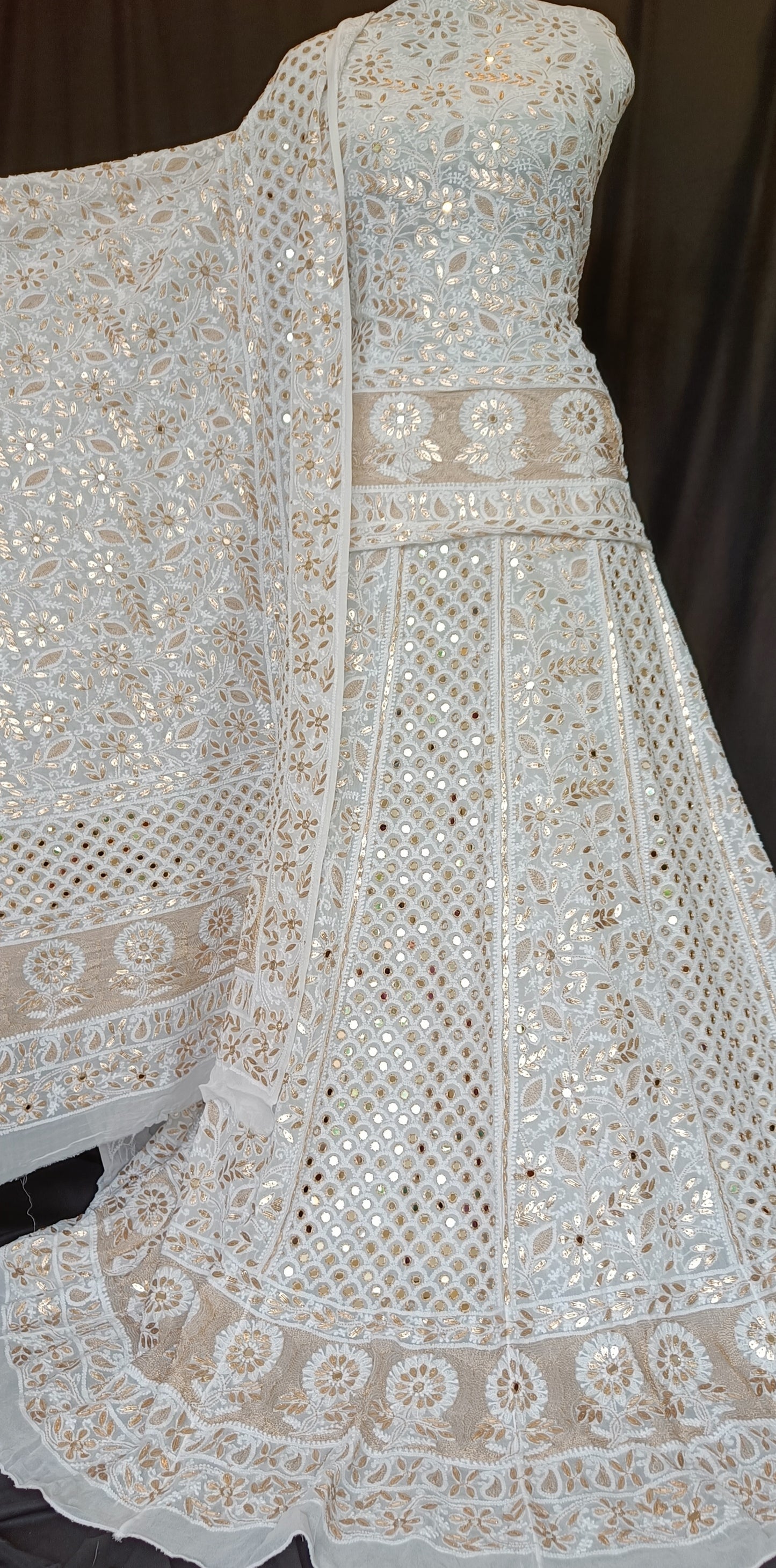 Chikankari Gota and Mirror Work Georgette Lehenga Set