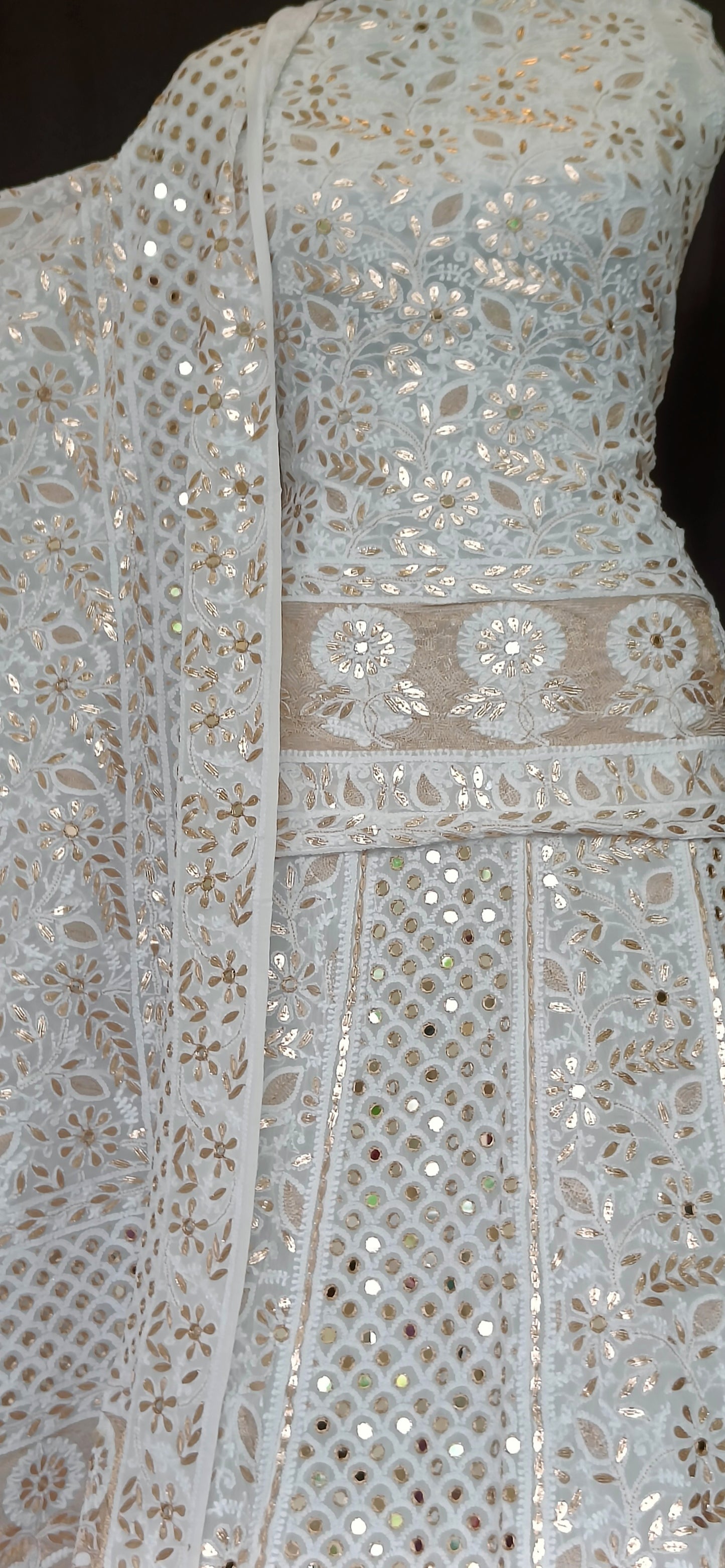 Chikankari Gota and Mirror Work Georgette Lehenga Set