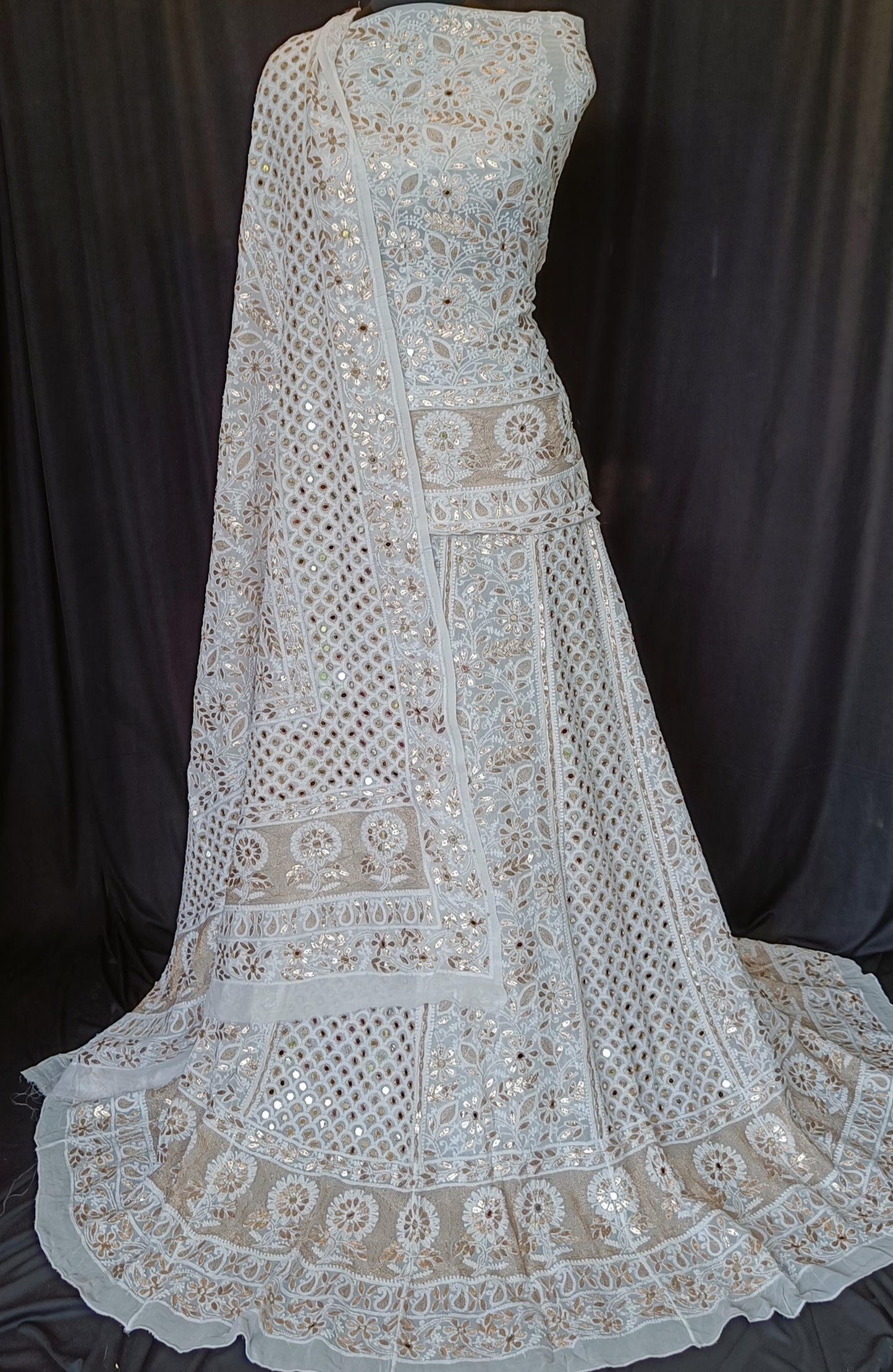 Chikankari Gota and Mirror Work Georgette Lehenga Set