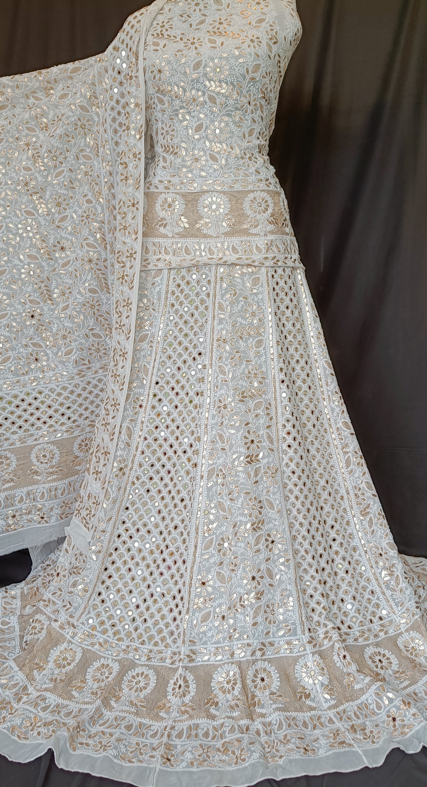 Chikankari Gota and Mirror Work Georgette Lehenga Set