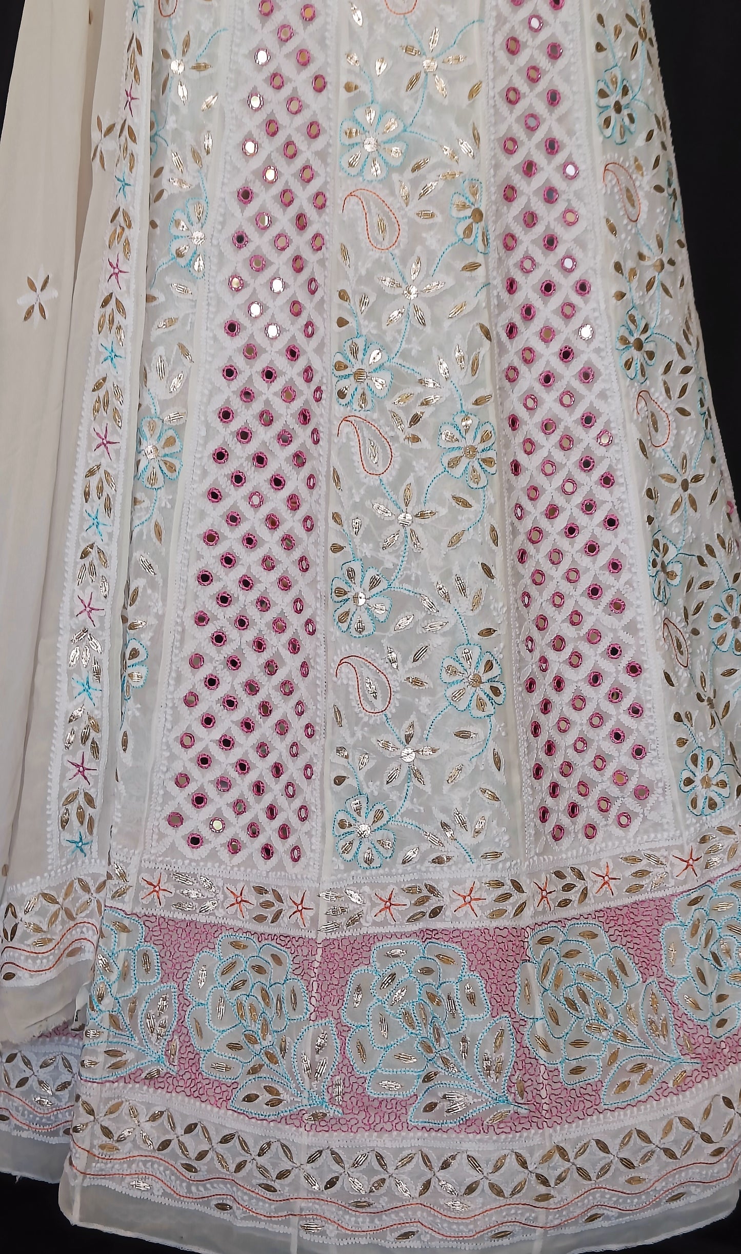 Ruhani Chikankari Mirror and Multicolored Embroidered Anarkali with Dupatta