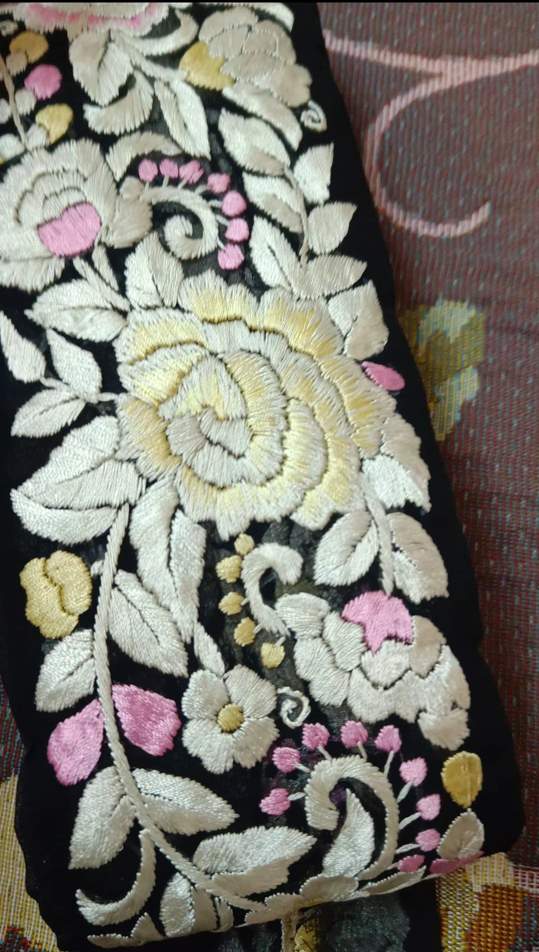 Black hand embroidered parsi gara border