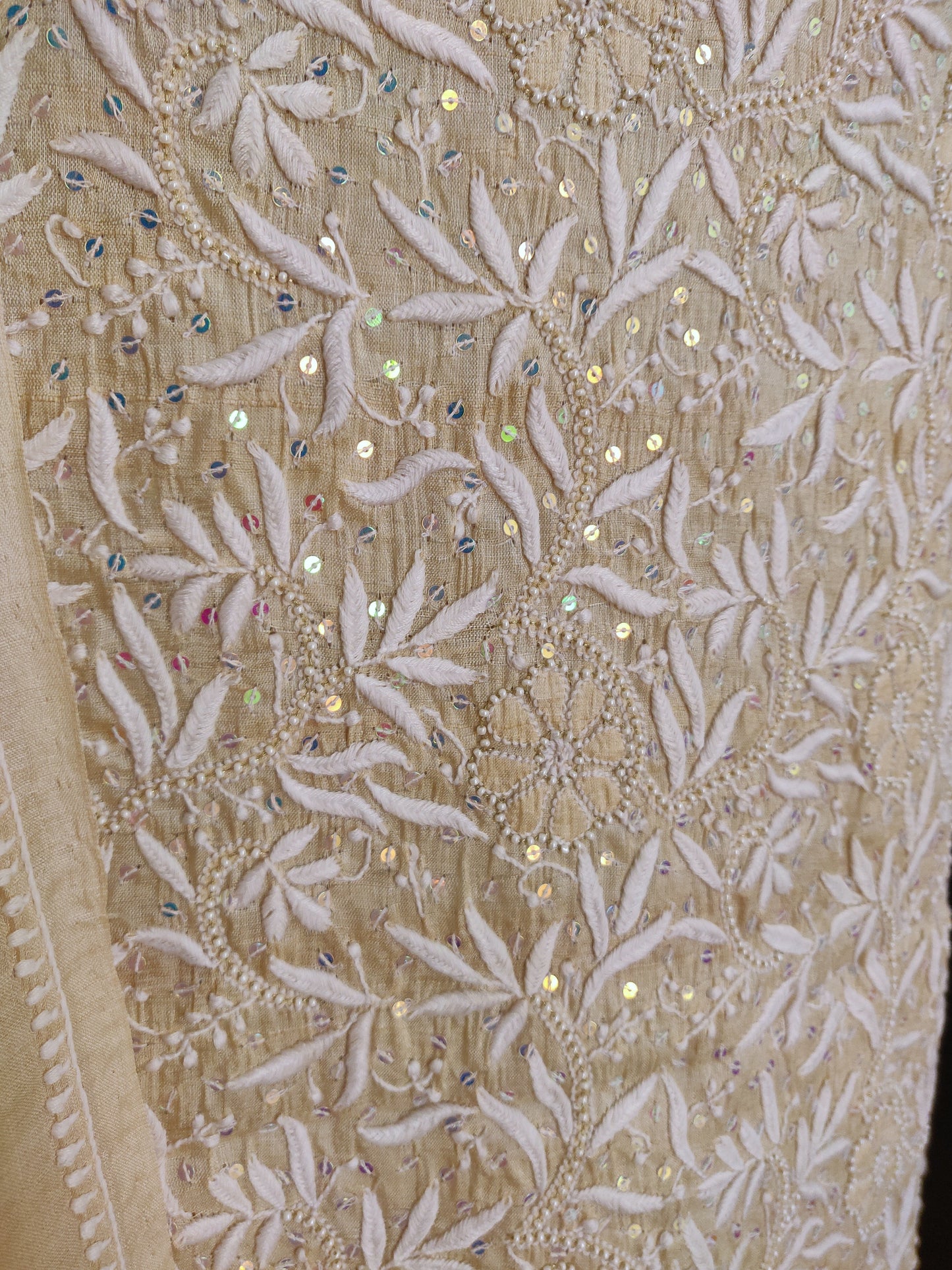 Ruhani Munga silk 3 taar Chikankari and embellished kurta and dupatta