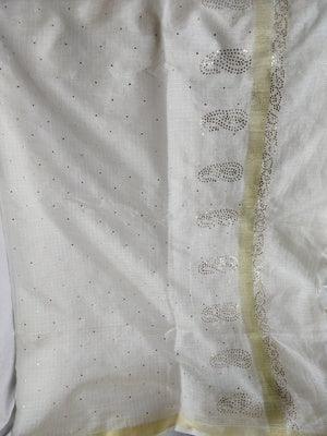Ivory kota silk allover mukaish dupatta - Lucknowi Andaaz