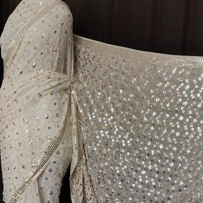 Ruhani allover badla and mukaish pure georgette saree - Lucknowi Andaaz
